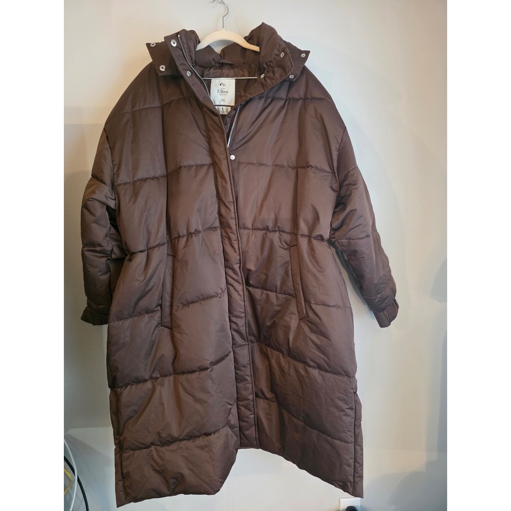Abercrombie & Fitch Ultra Long Puffer Parka Jacket Brown XXLP Wind Resistant